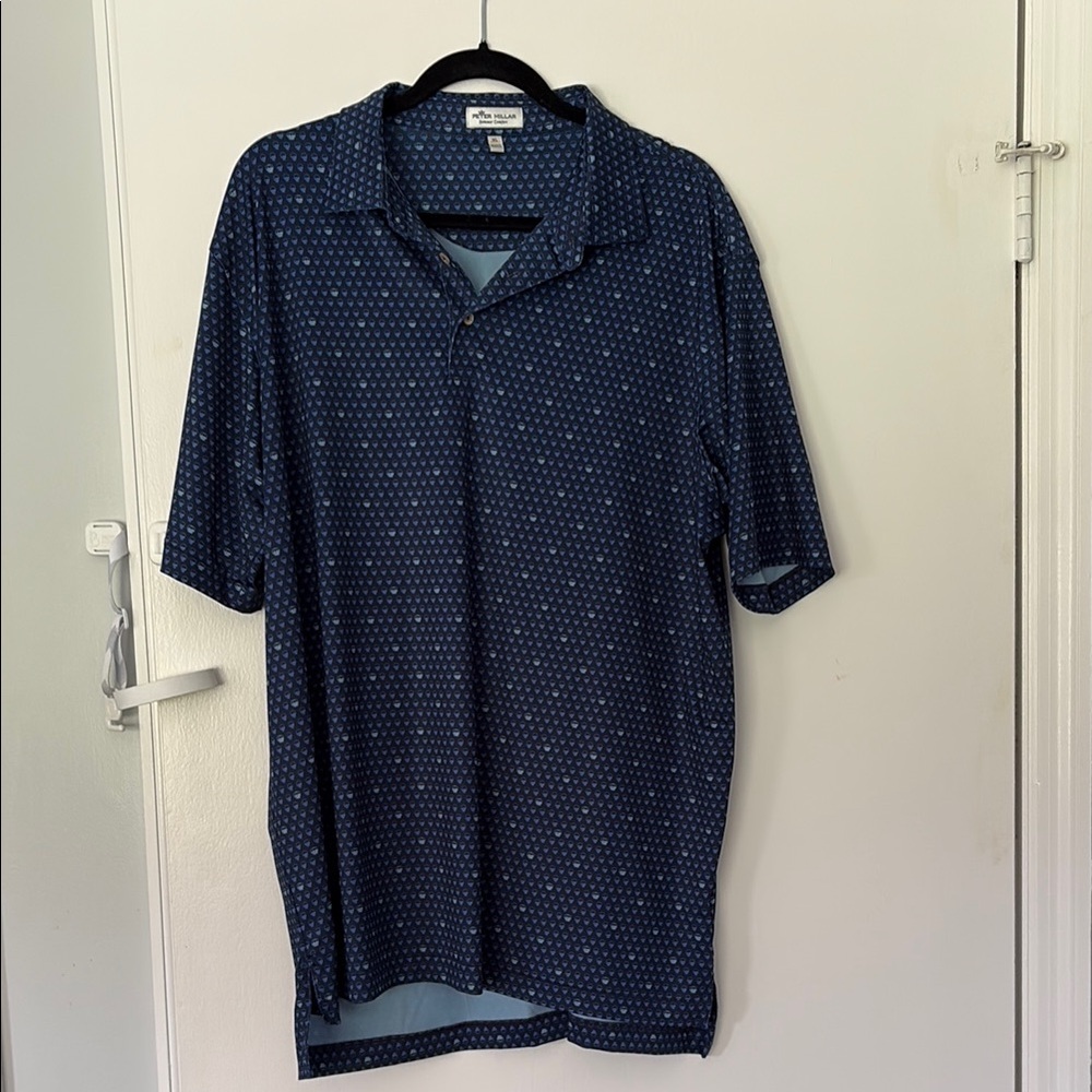 Peter Millar Navy Patterned Polo Shirt
